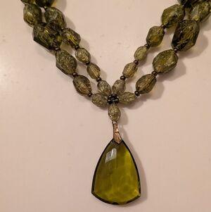 RARE VINTAGE GERMAN  |  Mid-Century Green Plastic Adjustable Beaded Necklace